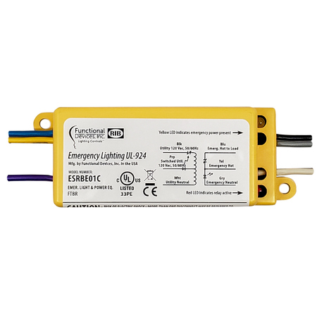 FUNCTIONAL DEVICES-RIB UL 924 Emergency Bypass/Shunt Relay, 120 Vac Input, 277Vac Bal and 2A ESRBE01C